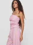 Xandria Strapless Top Pink Stripe