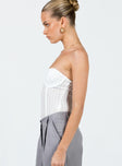 side view of model wearing Princess Polly Jacques Bodysuit Ivory Sleeveless Sweetheart 