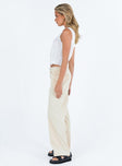 Front view of model wearing  front Princess Polly High Waisted Pants  Tanaka Pants Beige