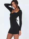 side view of model wearing Princess Polly Nolan Mini Dress Black 