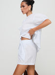 Front view of model wearing  front Sunblind Shorts White Princess Polly High Waisted Shorts 