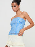 Marcelline Strapless Top Blue