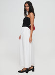 side view of model wearing Princess Polly Rhett Maxi Dress Black / White Straight Neck 