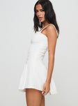 Halliday Pleat Mini Dress White