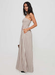 Kohana Strapless Maxi Dress Beige Stripe