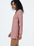 product Princess Polly High Neck  Cavanagh Long Sleeve Mini Dress Dusty Pink