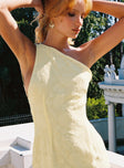 front view of model wearing Princess Polly Analuisa One Shoulder Maxi Dress Yellow Asymmetric Neckline 