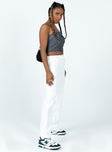 Front view of model wearing  front Princess Polly High Waisted Pants  Flossie Parachute Pants White