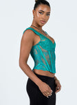 product Princess Polly Sleeveless Plunger  Some Like It Hot Lace Corset Teal