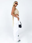 side view of model wearing Princess Polly Miami Vice Pant White 