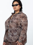 product Princess Polly Full Sleeves High Neck  Hayden Shirt Leopard Curve