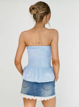 Jaymie Strapless Bow Top Blue