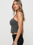 side view of model wearing Princess Polly Nexus Top Slate Sleeveless Square Neck 