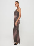   side view of model wearing Princess Polly Whiley Maxi Skirt Multi Stripe Maxi 