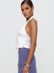 Yolandah Satin Halter Top White