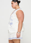 Sun And Palm Trees Vest Set White / Blue Curve