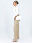 Front view of model wearing  front Princess Polly  Archer Pants Taupe Tall