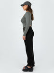 Front view of model wearing  front Princess Polly High Waisted Pants High Waisted Pants High Waisted Pants  Karema Pants Black