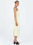 Front view of model wearing  front Princess Polly Scoop Neck Scoop Neck Asymmetric Neckline  Baylie Maxi Dress Yellow