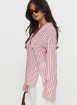 Calistoga Deep Collar Shirt Pink Stripe