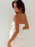 side view of model wearing Princess Polly Rosenberg Strapless Top White Sleeveless Sweetheart 