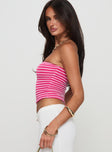 side view of model wearing Princess Polly Millert Tube Top Pink Sleeveless straight 