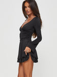 product Princess Polly Asymmetric Neckline  Canino Long Sleeve Mini Dress Black