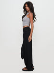 side view of model wearing Princess Polly Two Lovers Low Rise Pants Black High Waisted Pants 