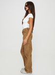 Front view of model wearing  front Princess Polly High Waisted  Miami Vice Jeans Stone Wash