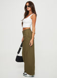 Front view of model wearing  front Princess Polly High Waisted Pants  Carazon Pants Green