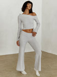 front view of model wearing Princess Polly Try Me Knit Pants Grey Low Rise Pants 