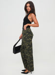 side view of model wearing Princess Polly Bodhi Utility Cargo Pants Camo High Waisted Pants 