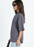 product Princess Polly Full Sleeves High Neck  Vedo Oversized Tee Grey