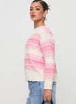 Home Alone Knit Cardigan Pink / White