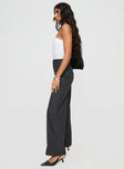 side view of model wearing Princess Polly Burnette Pants Slate High Waisted Pants 