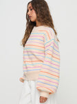 side view of model wearing Princess Polly Harmony Knit Sweater Multi Long 