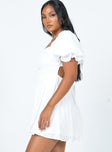 side view of model wearing Princess Polly Dani Mini Dress White 