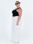 Front view of model wearing  front Princess Polly High Waisted Pants  Brunie Pants White Curve