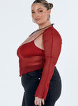 product Princess Polly Full Sleeves Square Neck  Tallah Two Piece Bolero Top Red Curve