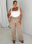 product Princess Polly High Waisted Pants  Titius Pants Beige Curve