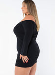 product Princess Polly High Neck  Parisa Long Sleeve Mini Dress Black Curve