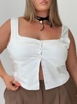 product Princess Polly Sleeveless High Neck  Yeah The Pearls Top Ivory Curve