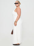 Summer Season Linen Blend Maxi Dress White Curve V-Neck 