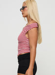 Rizzie Off The Shoulder Top Red Stripe