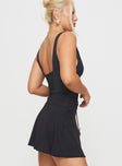 side view of model wearing Princess Polly Enid Bodysuit Black Sleeveless 