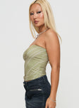 Oniva Strapless Top Sage Stripe