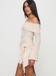 Oalie Off The Shoulder Mini Dress Cream