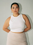 front view of model wearing Princess Polly Classic Tank Top White Curve Sleeveless High Neck 