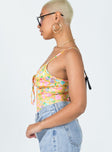 side view of model wearing Princess Polly Chandler Bodysuit Floral Sleeveless Scoop Neck 