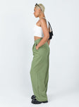 side view of model wearing Princess Polly Lovilla Pants Green 